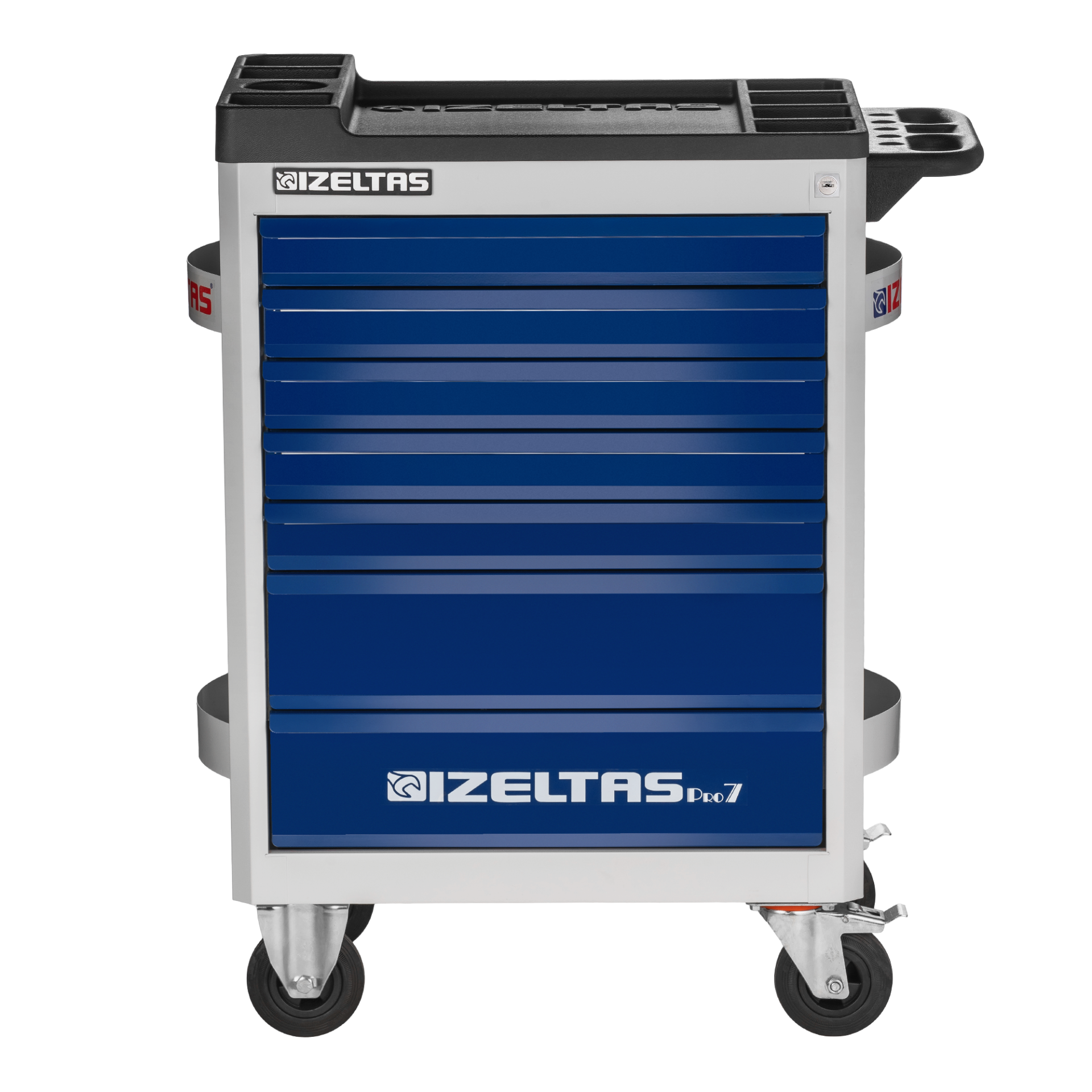 Тележка инструментальная серии PRO без инструментов, 7 выдвижных ящиков, сине-cерый, IZELTAS, 8241322007, 13000002410 8241322007