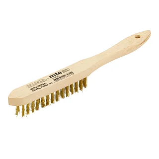 Щетка ручная трехрядная, латунь, деревянная рукоятка, длина 290 мм, mte 269703