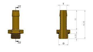 Штуцер под шланг D11мм, резьба НР M16x1,5мм, латунь 6997650611