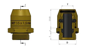 Фитинг прямой разборный НР M16x1,5мм под трубку D15x1,5мм, латунь 6997611516