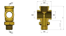 Крестовина со сгоном НР М16x1,5мм - 3 x ВН М16x1,5мм, латунь 6997650416