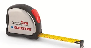 Рулетка измерительная, прорезиненный хромированный корпус с поясным зажимом 5м, IZELTAS, 0588150015, 14000000055 0588150015