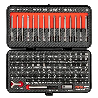 Набор бит для работы с крепежными изделиями, имеющими функцию защиты от несанкционированного доступа , в металлическом футляре, 105 предметов, mte 2614251300