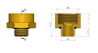 Переходник тип2 НР М12x1,5мм-ВН М16x1,5мм, латунь 6997654568