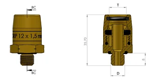 Фитинг прямой разборный НР M16x1,5мм под трубку D12x1,5мм, латунь 6997611216