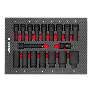 Набор усиленных удлиненных головок 1/2" в ложементе карбон 274x400х30мм 18 предметов IZELTAS 2965905308