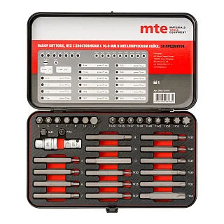 Набор бит Торкс и HEX хвостовик C10,0 мм 36 предметов металлический кейс mte 296512470