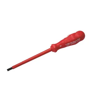 Отвертка диэлектрическая с прямым шлицем (Slotted), однокомпонентная рукоятка, 1000В, 0.8X4.0Х100, IZELTAS, 4101174100, 13000001303 4101174100