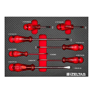 Набор отверток МАСТЕР / Kraft SL PH в ложементе карбон 250x350х30мм 7предметов IZELTAS 2965905106