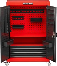 Шкаф инструментальный передвижной, 3 выдвижных ящика, 2 полки, красно-черный. IZELTAS, 8160326001, 13000002112 8160326001