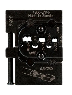Матрица для плоских неизолированных наконечников 6,3 мм 0,5-1,5 / 1,5-2,5 / 4-6 мм2 Wurth 0714107320