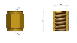 Муфта проходная ВН М12x1,5мм, латунь 6997650012