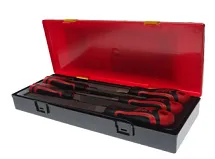 Набор напильников (круглый,полукруглый, плоский, квадратный, трехгранный), длина напильников 203 мм, в прочном кейсе, JTC JTC-K8053