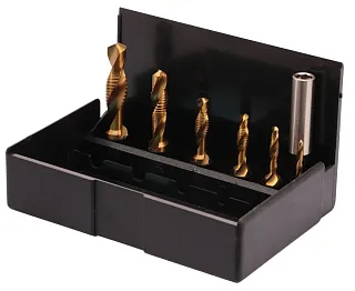 Набор метчиков для шуруповерта 3 в 1 M3 -M10 HSS-TiN 7пр V67209