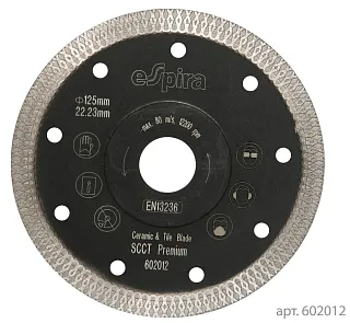 Диск отрезной алмазный сплошной SCCT Optima D125X22,23 мм, Espira 602012