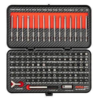 Набор бит для работы с крепежными изделиями, имеющими функцию защиты от несанкционированного доступа , в металлическом футляре, 105 предметов, mte 2614251300