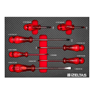 Набор отверток МАСТЕР / Kraft SL PH в ложементе карбон 250x350х30мм 7предметов IZELTAS 2965905106