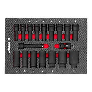 Набор усиленных удлиненных головок 1/2" в ложементе карбон 274x400х30мм 18 предметов IZELTAS 2965905308