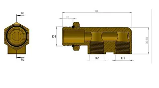 Тройник F-образный со сгоном НР М16x1,5мм-ВН М16x1,5мм-ВН М16x1,5мм, латунь 6997654896