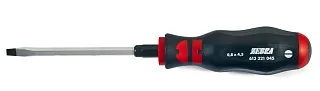 Отвертка усиленная  с прямым шлицем (Slotted), двухкомпонентная рукоятка, ударопрочный колпачок, 0.8X4.5Х90, Wurth 0613321045