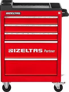 Тележка инструментальная серии PARTNER с набором инструментов 118 предметов, 5 выдвижных ящиков, красно-черный, IZELTAS, 8235006121, 13000002363 8235006121