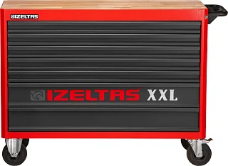 Тележка инструментальная (верстак) серии XXL без инструментов, деревянная столешница, 7 выдвижных ящиков, красно-черный, IZELTAS, 8246321007, 13000002478 8246321007