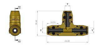 Тройник Т-образный под трубку D10x1,0мм, латунь 6997631003