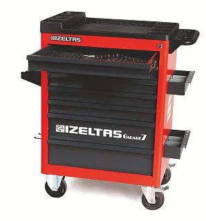 Тележка инструментальная серии GARAGE с набором инструментов 139 предметов, 7 выдвижных ящиков, цвет красно-черный, IZELTAS, 8242001142/13000002419 8242001142