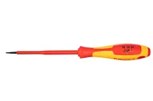 Отвертка изолированная с прямым шлицем (Slotted), двухкомпонентная рукоятка, VDE, 0.6X3.5Х100, KNIPEX KN-982035