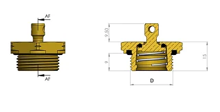 Клапан слива конденсата НР М22x1,5мм, латунь 6997654838
