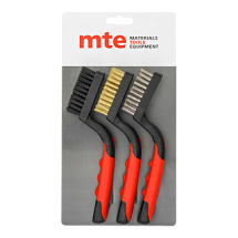 Набор щеток мини 3 предмета, щетина - сталь, нейлон, латунь, двухкомпонентная рукоятка, mte 2697143