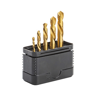 Набор сверл спиральных левосторонних (левых) по металлу HSS Co5% TiN PRO DIN 1897 3,2, 4,8, 6,4, 8,0, 8,7 мм, 5 шт., mte 2626920001