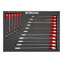 Набор комбинированных ключей 6-22 в ложементе карбон 17 предметов, габариты 250х3505х30, IZELTAS 2965905102 