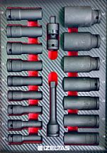 Набор усиленных удлиненных головок 1/2" в ложементе карбон 274x400х30мм 18 предметов IZELTAS 2965905308 