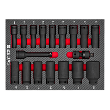 Набор усиленных удлиненных головок 1/2" в ложементе карбон 250x350х30мм 18 предметов IZELTAS 2965905107 