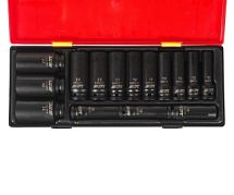 Набор головок торцевых глубоких ударных 6-гранных 1/2" 10-32мм (в кейсе) 15шт JTC-K4151 